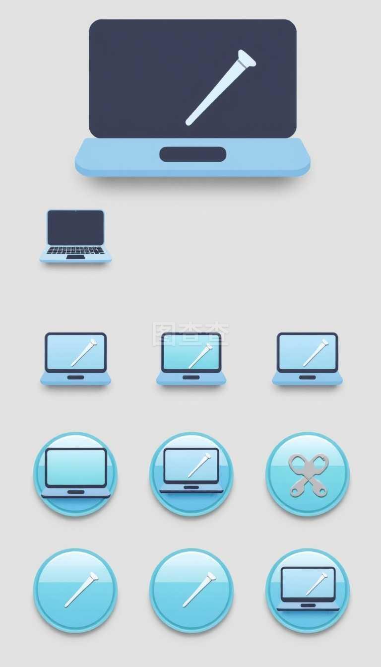 筆記本電腦技術(shù)服務(wù)圖標(biāo)標(biāo)志 九個(gè)原始指針按鈕的矢量設(shè)計(jì)解析